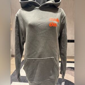Women's Green Hoodie with Orange Accent